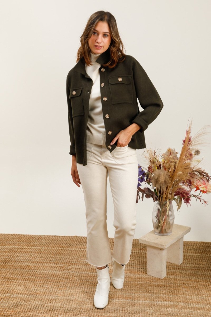 Veste à poches au style casual kaki - RIVE GAUCHE