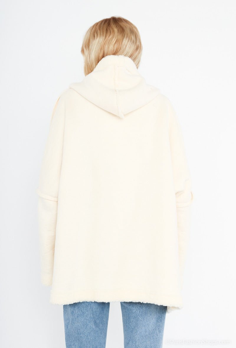 Veste aviateur blanche en fausse peau avec capuche - RIVE GAUCHE