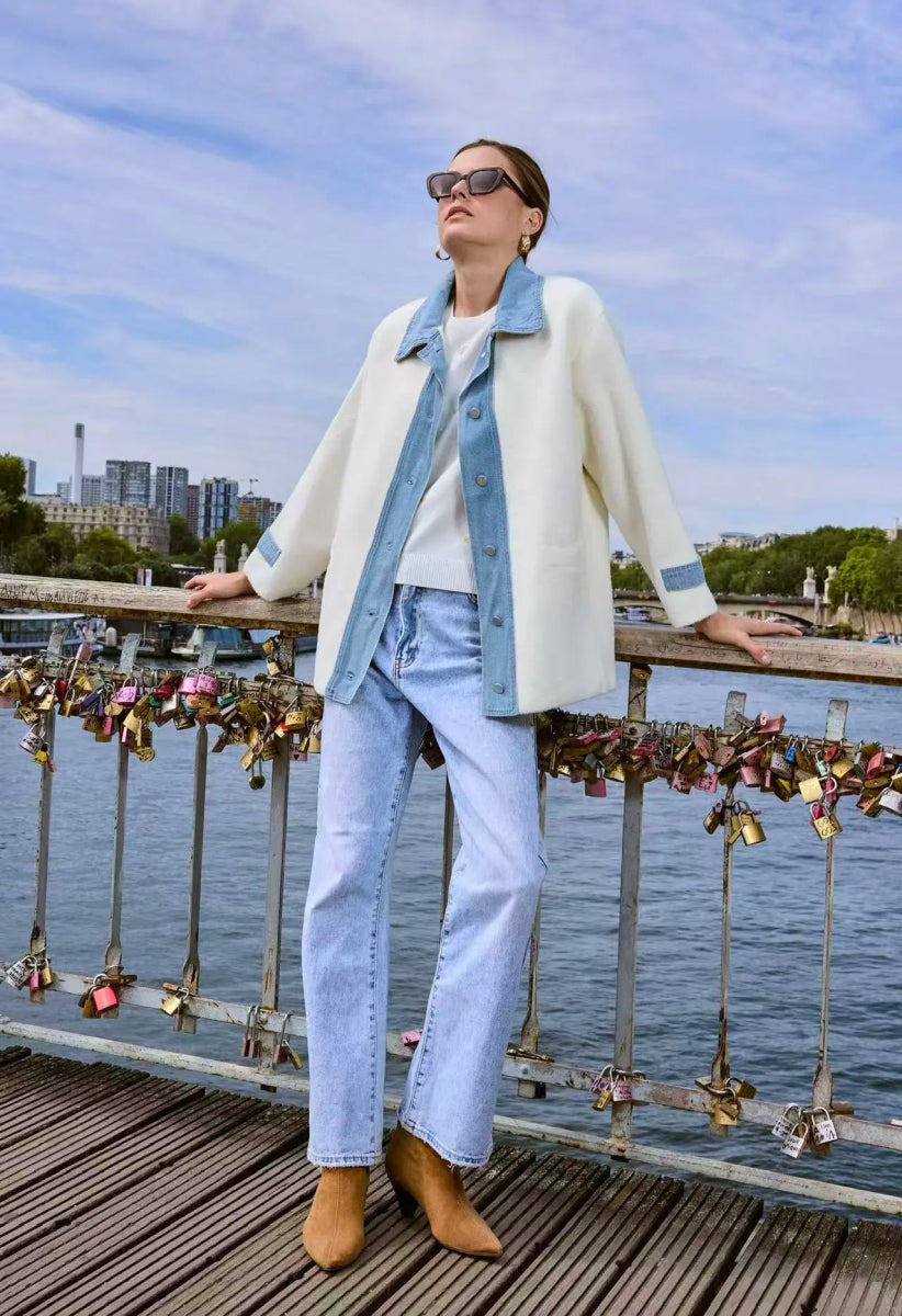 Veste bi matière avec détail denim - RIVE GAUCHE