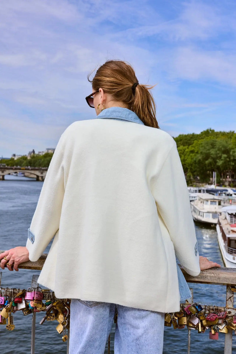 Veste bi matière avec détail denim - RIVE GAUCHE