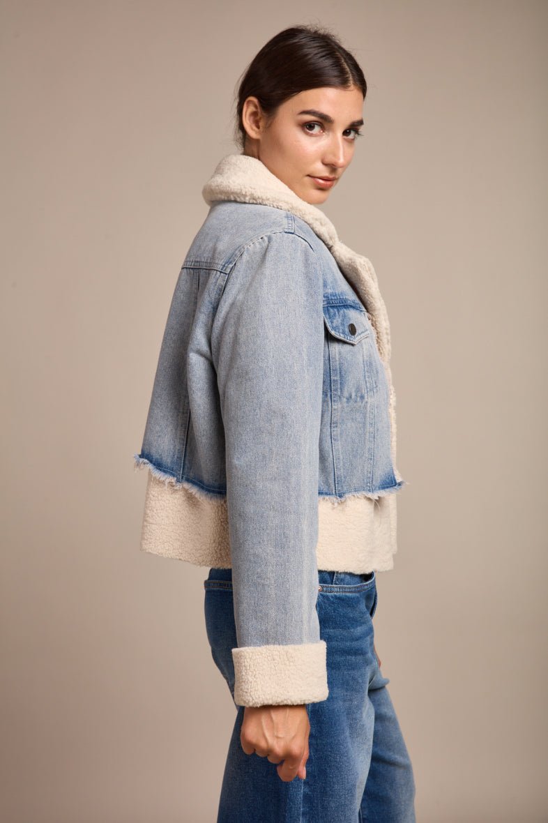 Veste bi matière denim et polaire - RIVE GAUCHE