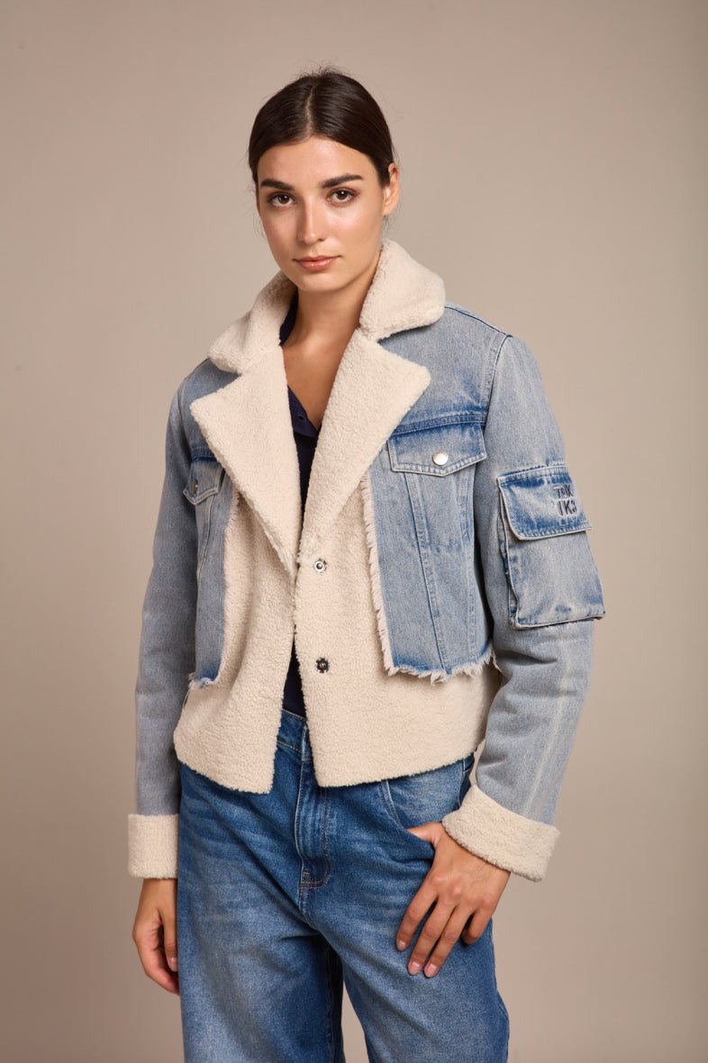 Veste bi matière denim et polaire - RIVE GAUCHE