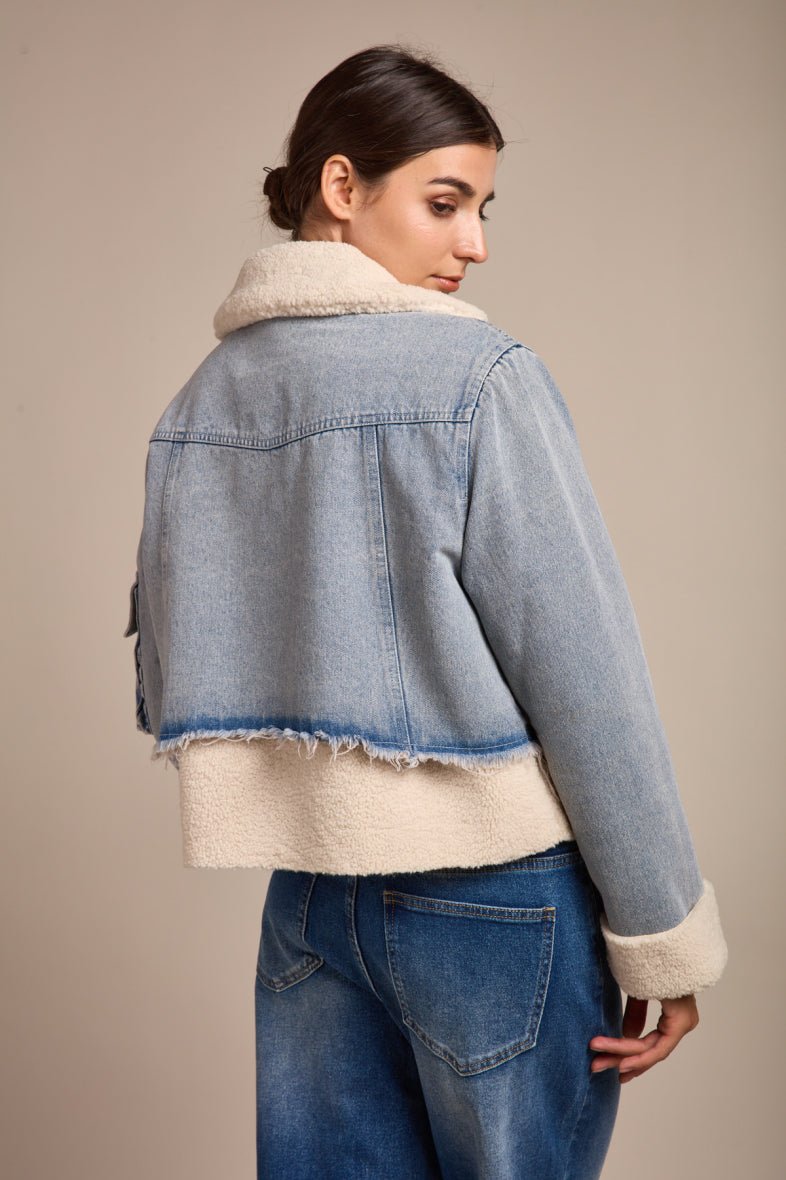 Veste bi matière denim et polaire - RIVE GAUCHE