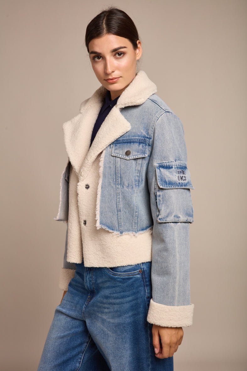 Veste bi matière denim et polaire - RIVE GAUCHE