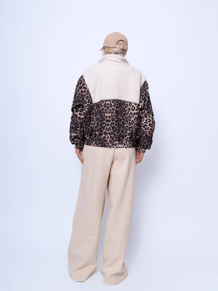 Veste bi matière léopard et moumoute - RIVE GAUCHE