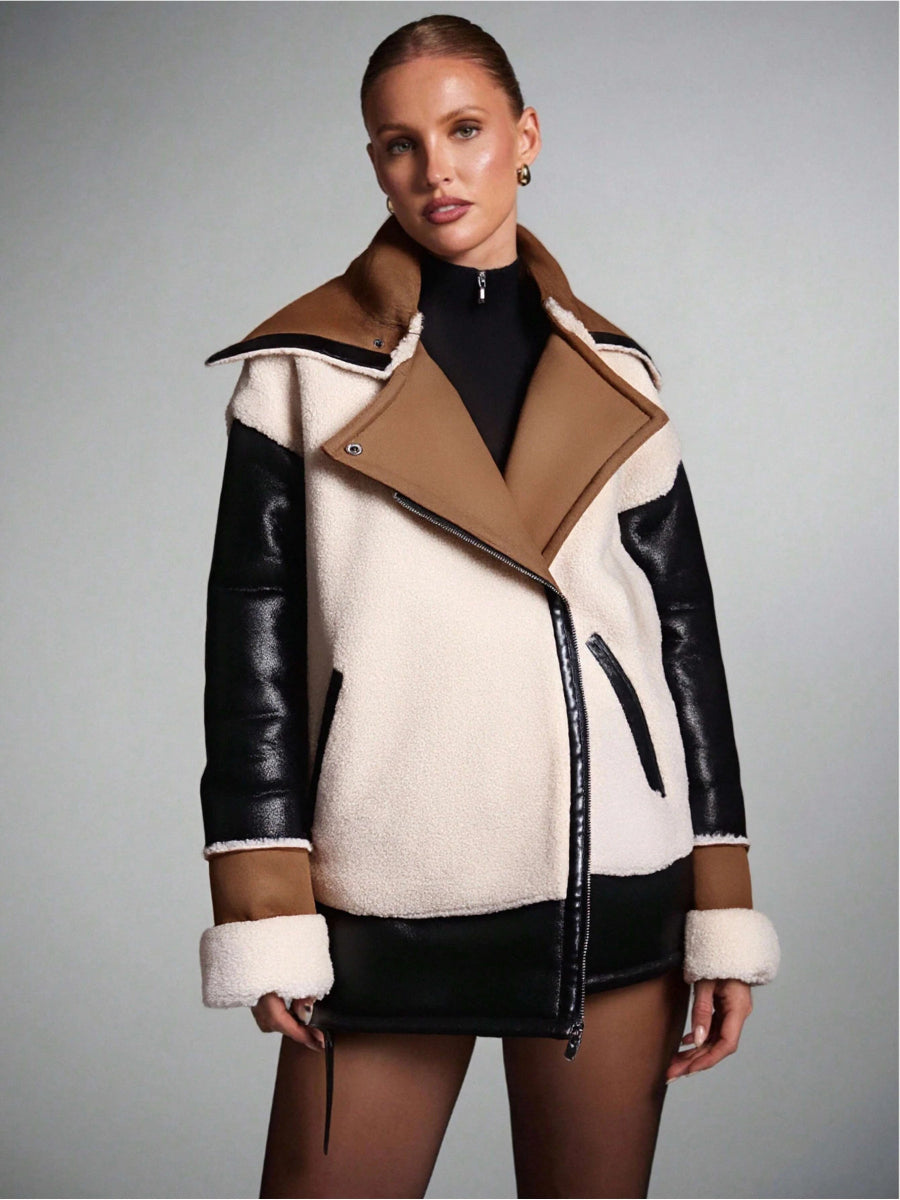 Veste bi matière moumoute et simili cuir Tora - RIVE GAUCHE