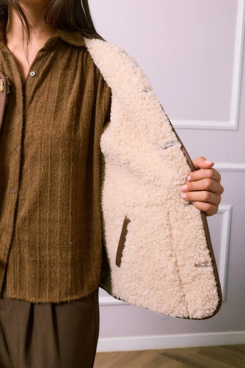 Veste bi matière réversible effet moumoute - RIVE GAUCHE