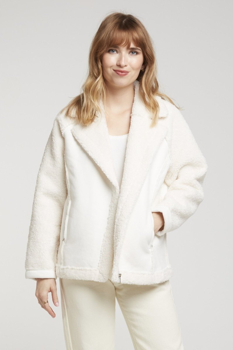 Veste bi matière suédine et moumoute - RIVE GAUCHE