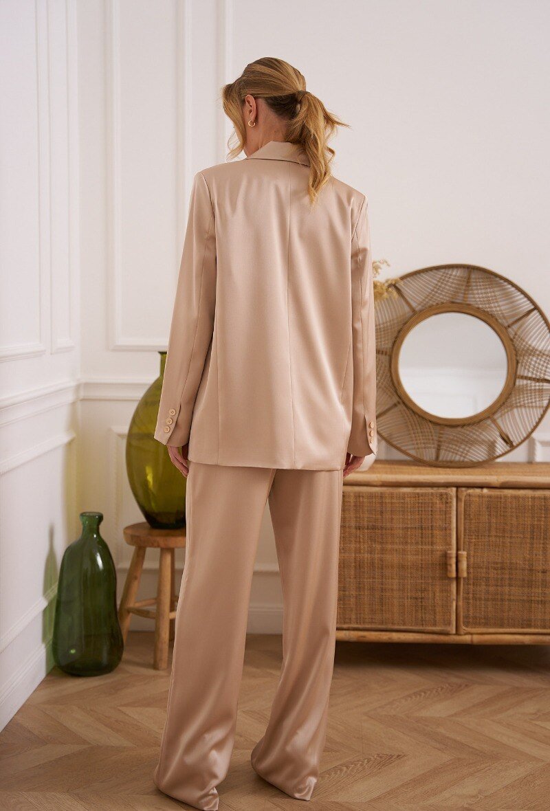 Veste blazer satinée qualité supérieure beige - RIVE GAUCHE