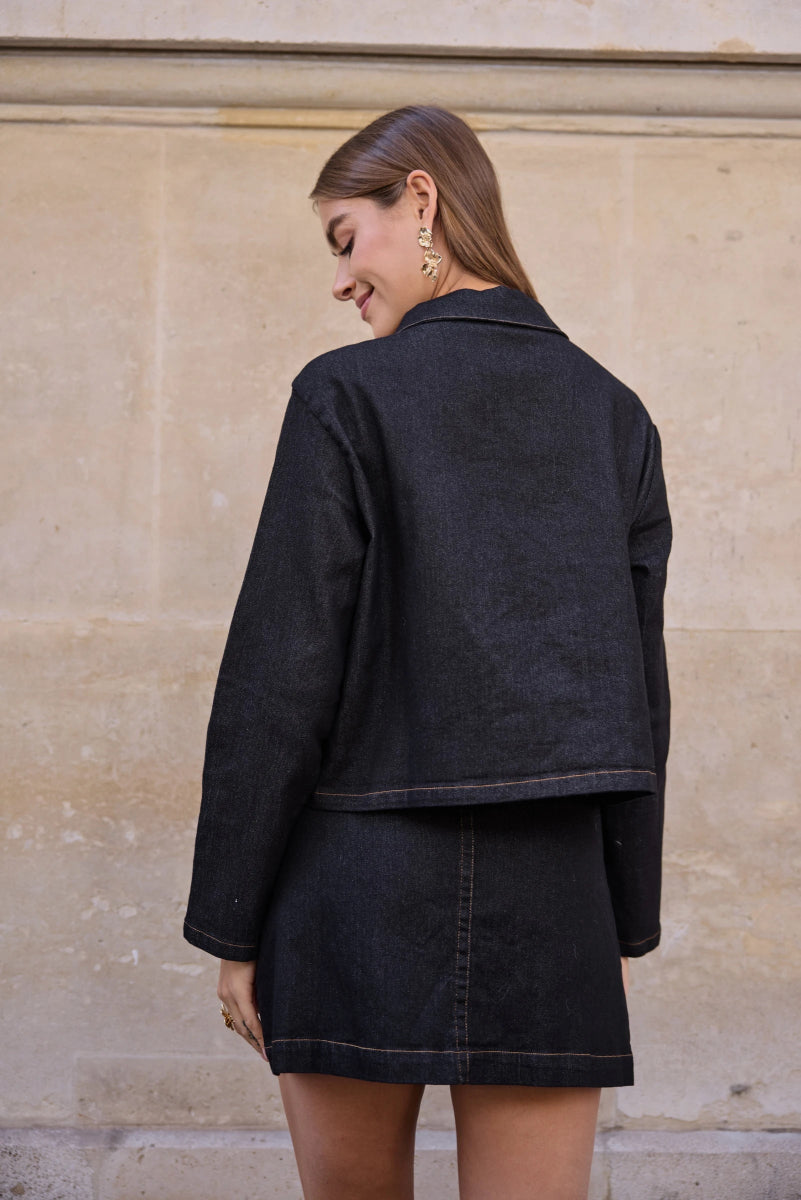 Veste courte en jean bleu foncé - RIVE GAUCHE