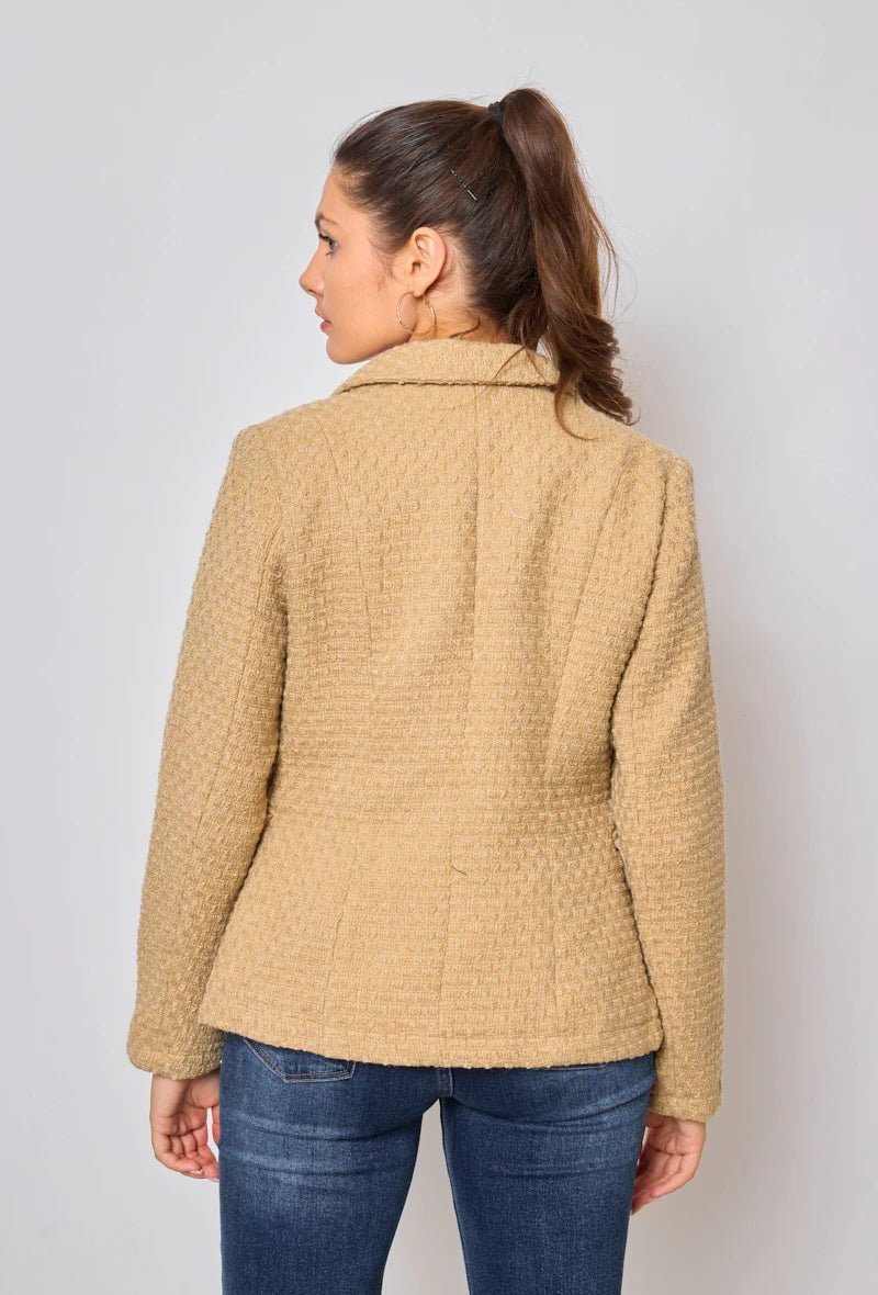 Veste croisée beige en tweed - RIVE GAUCHE