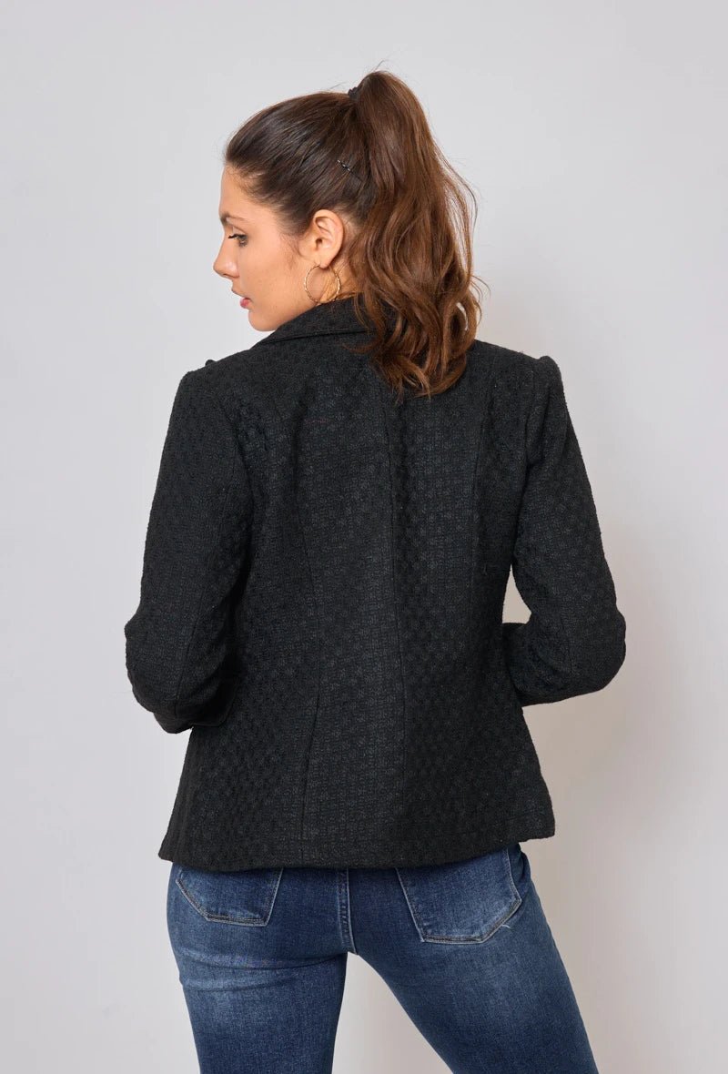 Veste croisée noire en tweed - RIVE GAUCHE