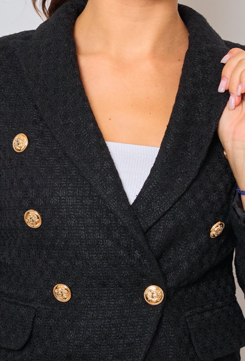 Veste croisée noire en tweed - RIVE GAUCHE