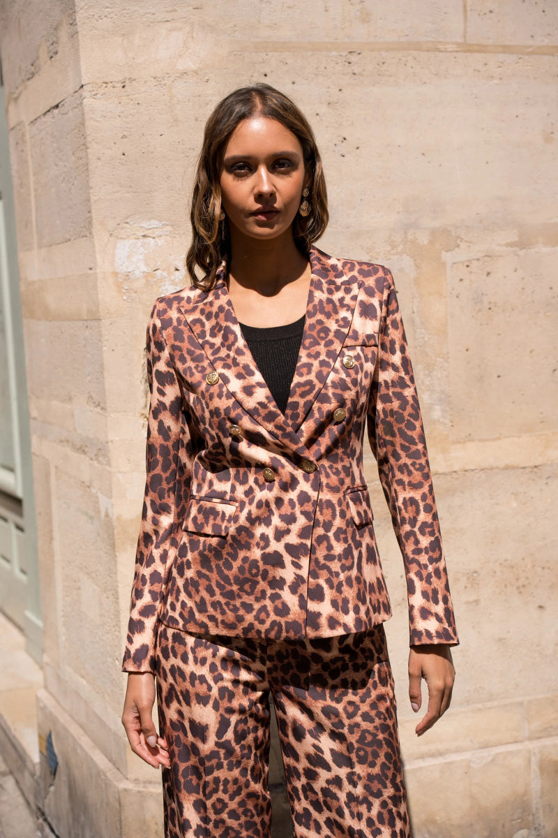 Veste de blazer Samantha imprimée léopard - RIVE GAUCHE