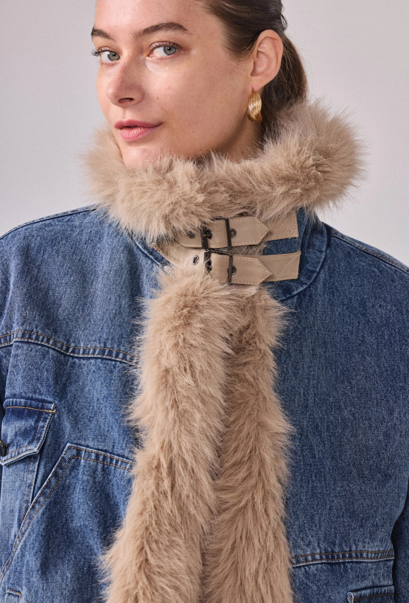 Veste denim reversible en fourrure - RIVE GAUCHE