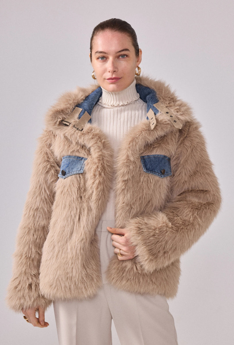 Veste denim reversible en fourrure - RIVE GAUCHE