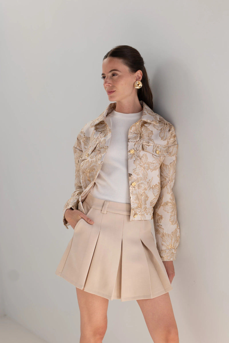 Veste dorée en brocard croppé - RIVE GAUCHE