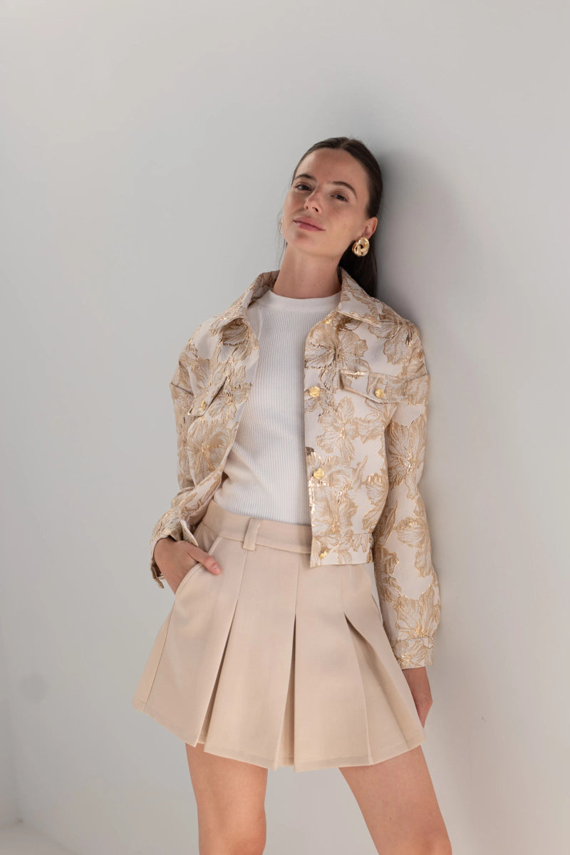 Veste dorée en brocard croppé - RIVE GAUCHE