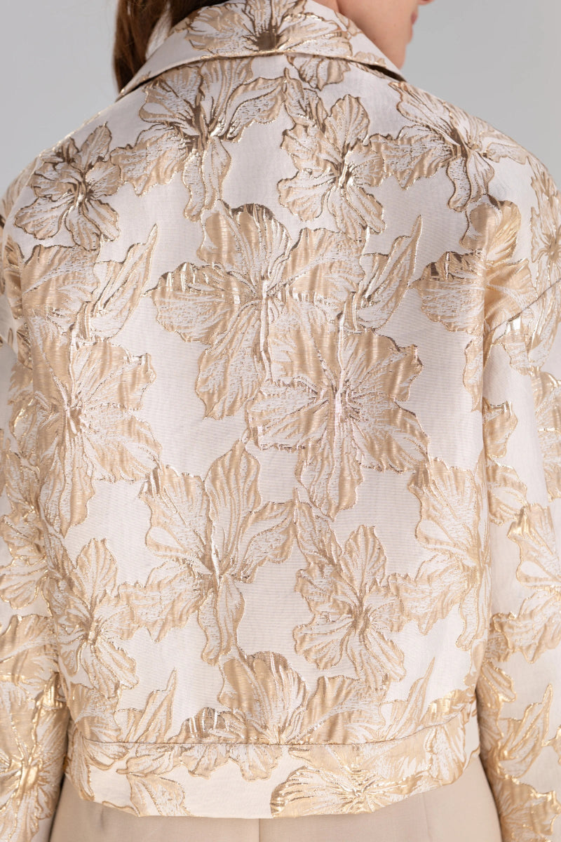 Veste dorée en brocard croppé - RIVE GAUCHE