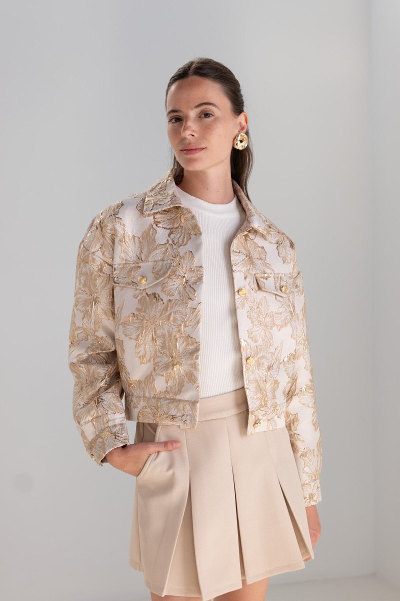 Veste dorée en brocard croppé - RIVE GAUCHE