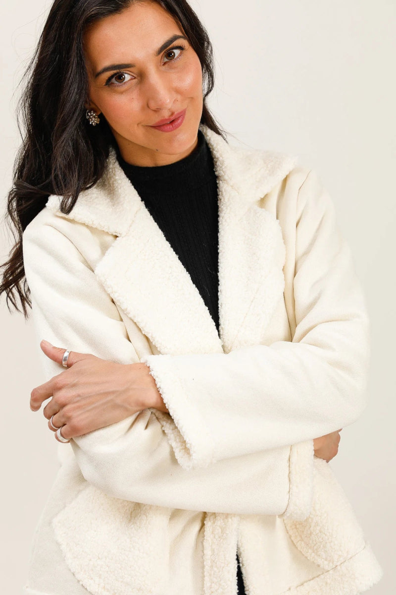 Veste doublée en moumoute synthétique écrue - RIVE GAUCHE