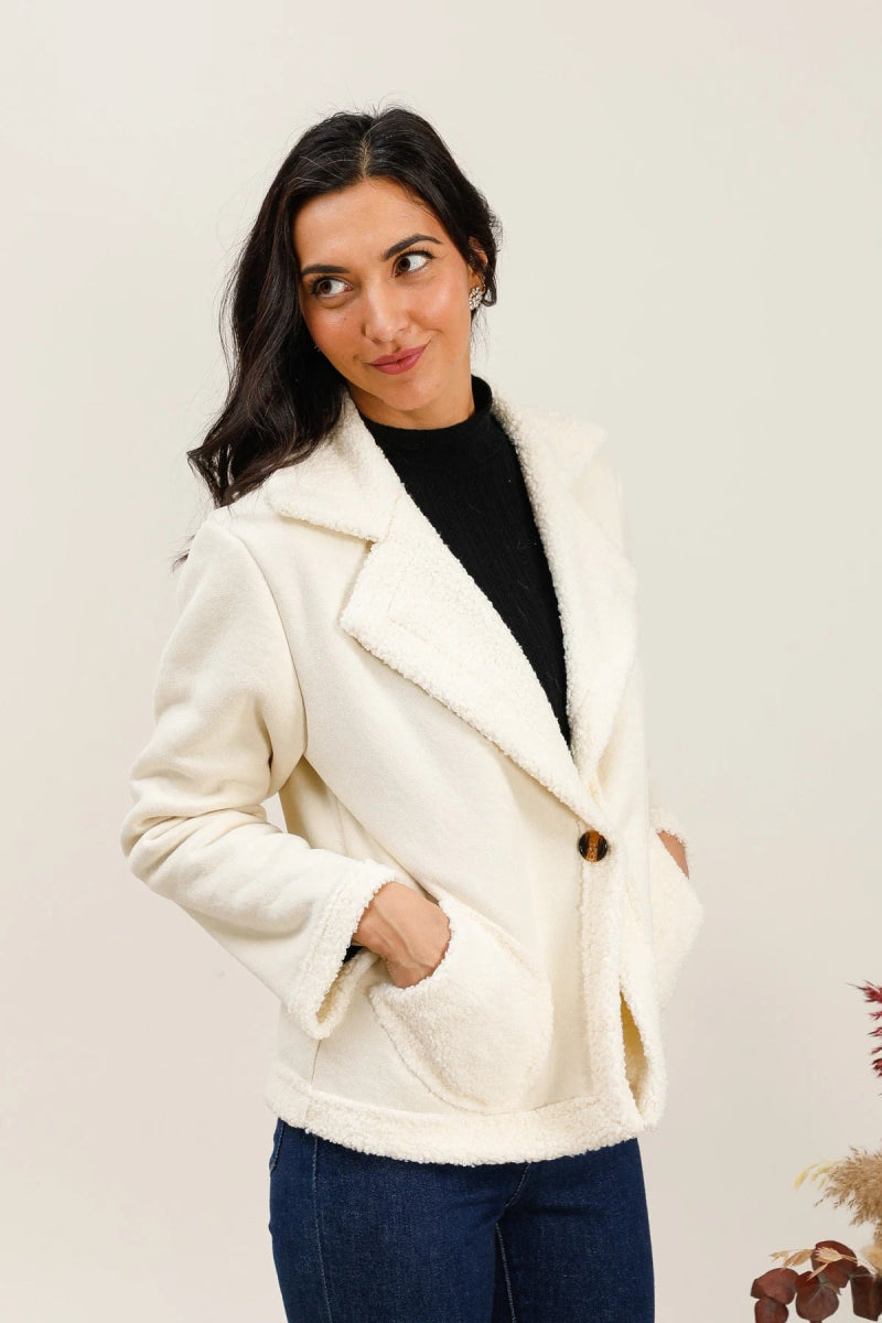 Veste doublée en moumoute synthétique écrue - RIVE GAUCHE