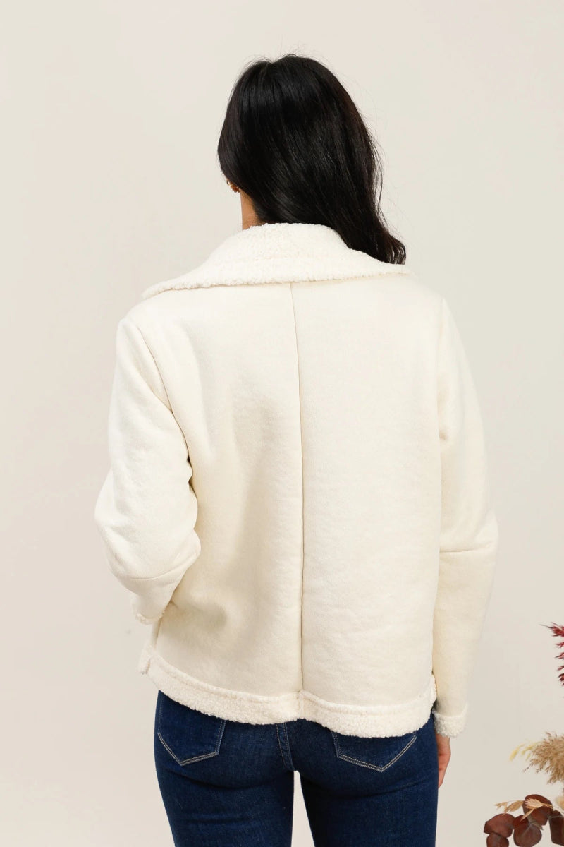 Veste doublée en moumoute synthétique écrue - RIVE GAUCHE