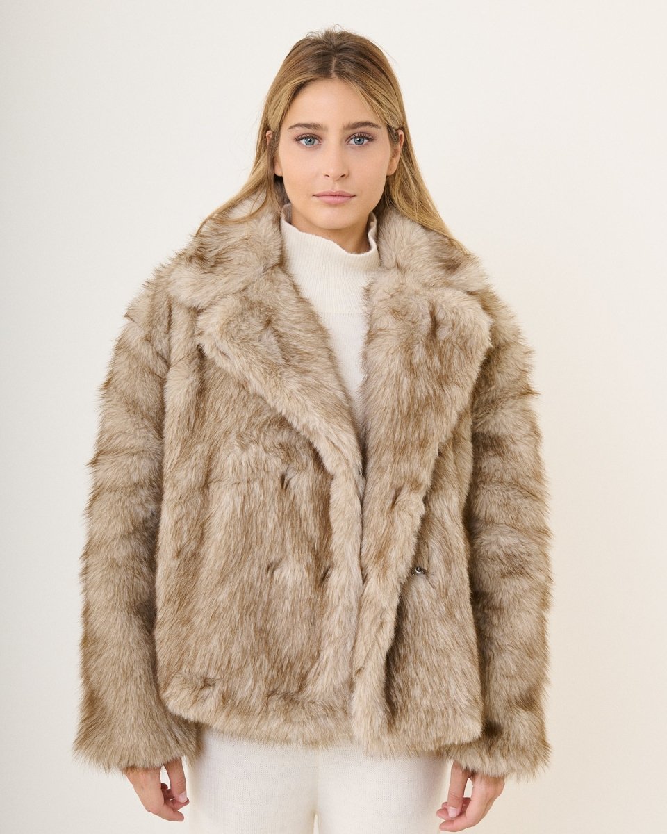 Veste en fourrure beige Léna - RIVE GAUCHE