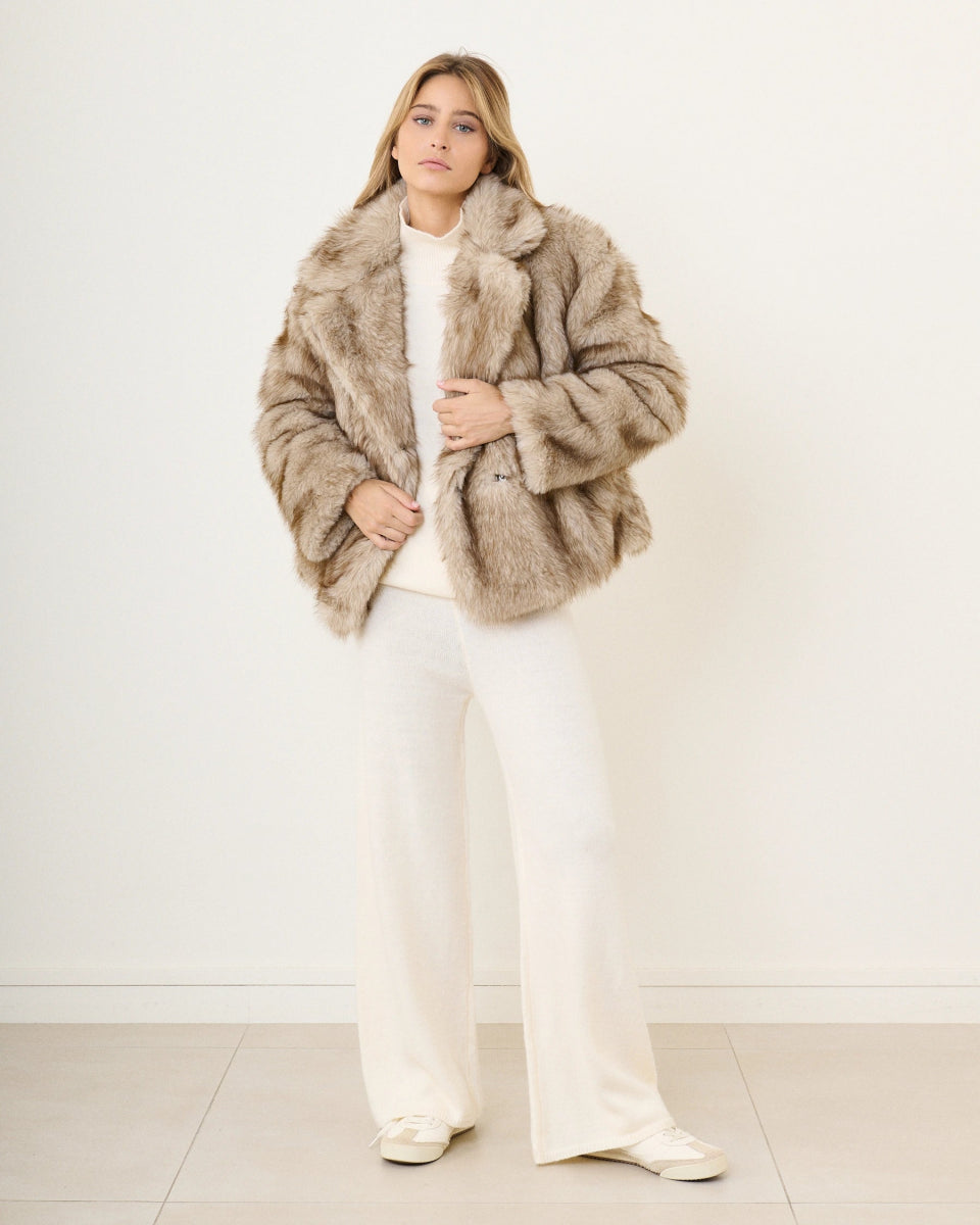 Veste en fourrure beige Léna - RIVE GAUCHE
