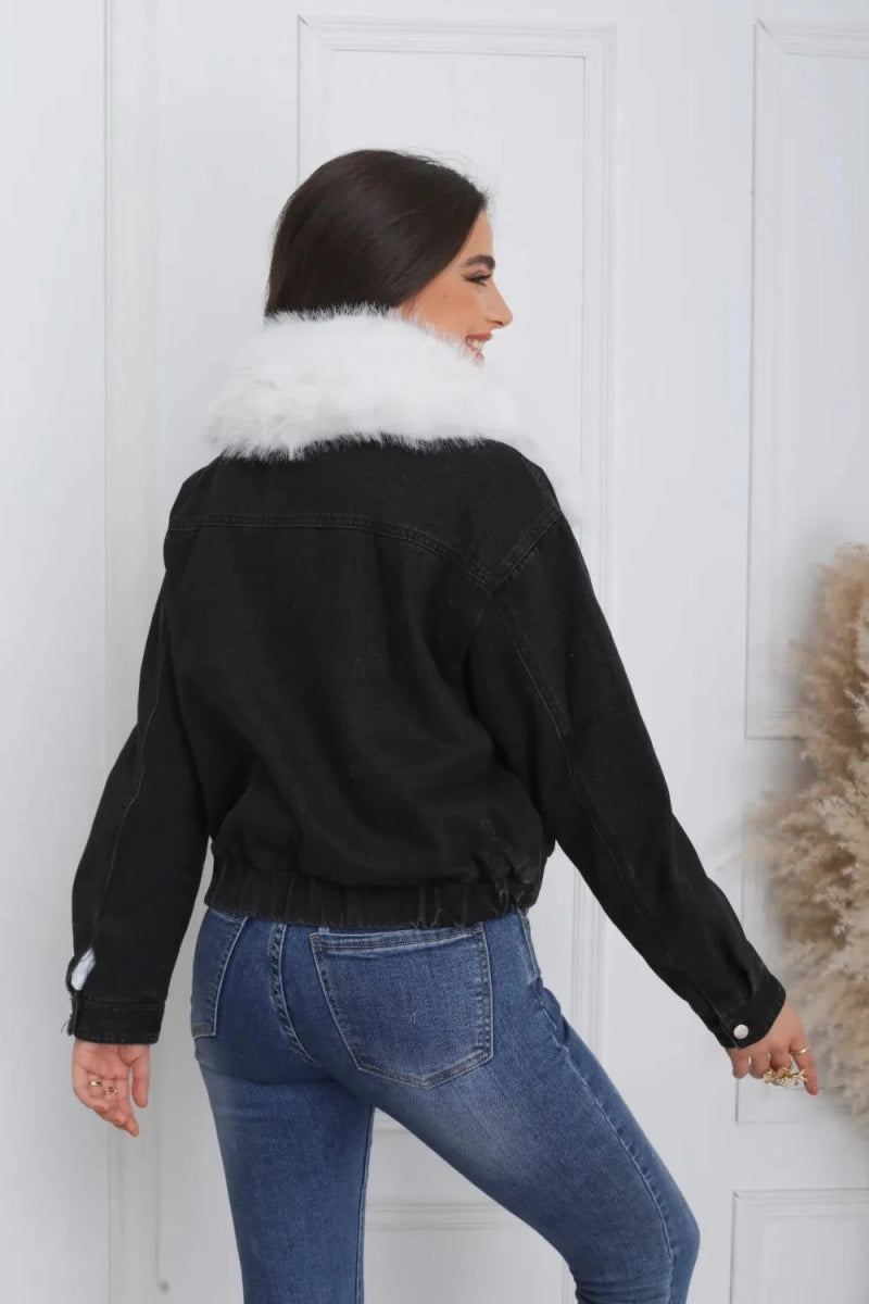 Veste en jean à fourrure - RIVE GAUCHE