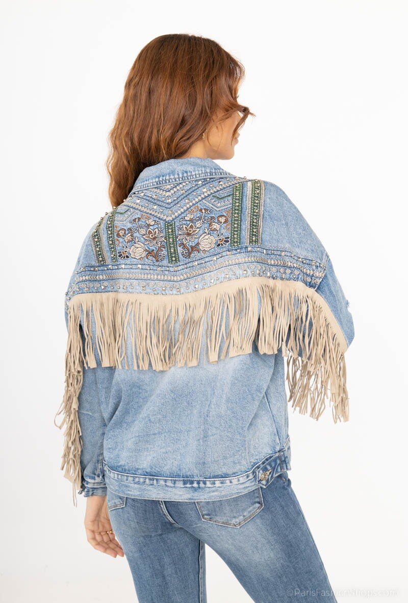 Veste en jean à franges - RIVE GAUCHE