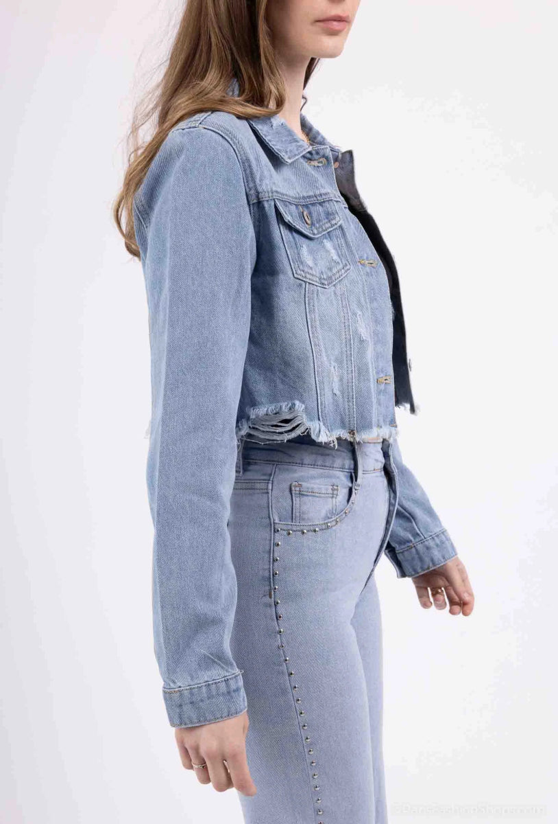 Veste en jeans courte déchirée - RIVE GAUCHE