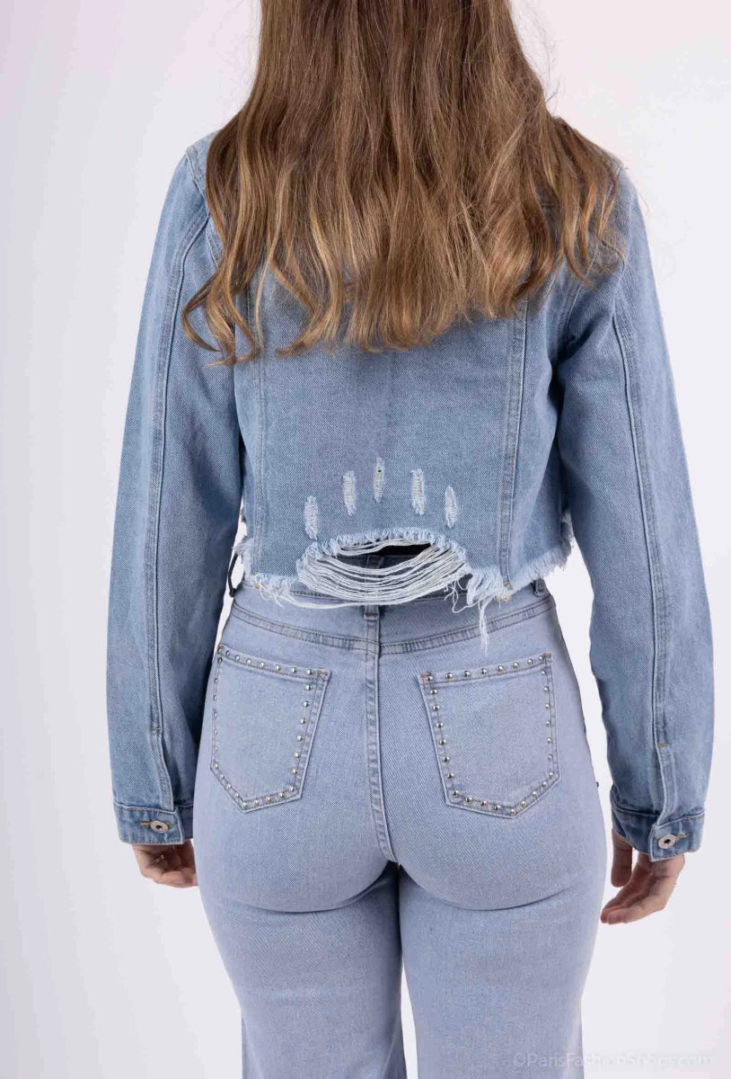 Veste en jeans courte déchirée - RIVE GAUCHE