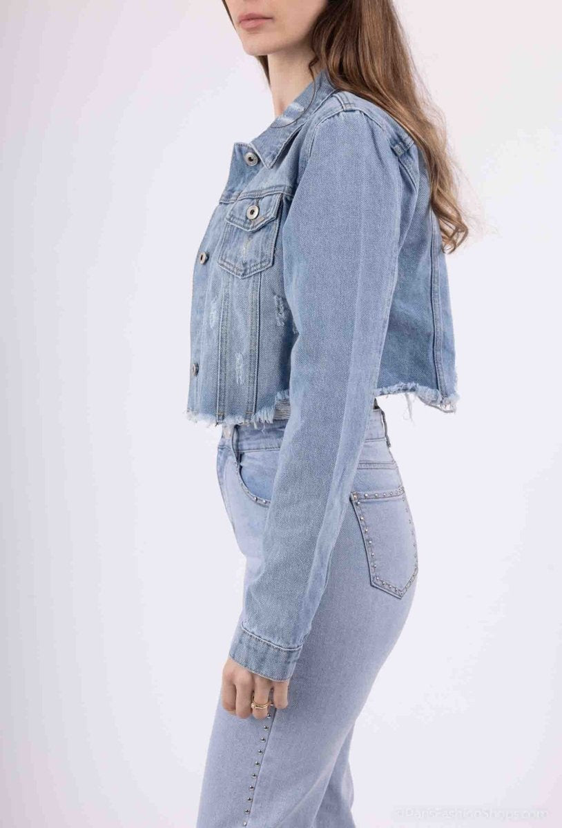 Veste en jeans courte déchirée - RIVE GAUCHE
