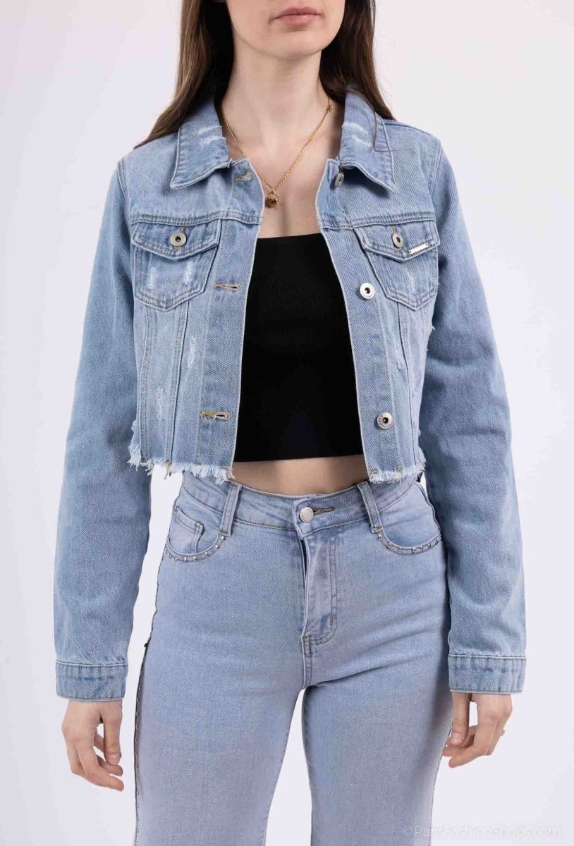 Veste en jeans courte déchirée - RIVE GAUCHE
