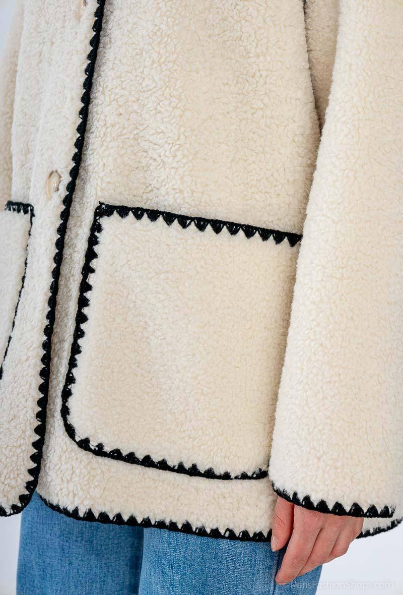 Veste en moumoute à détails contrastant - RIVE GAUCHE