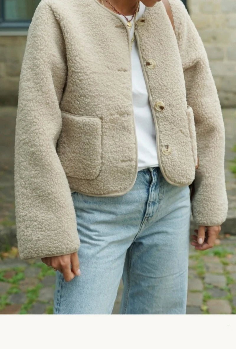 Veste en moumoute beige - RIVE GAUCHE