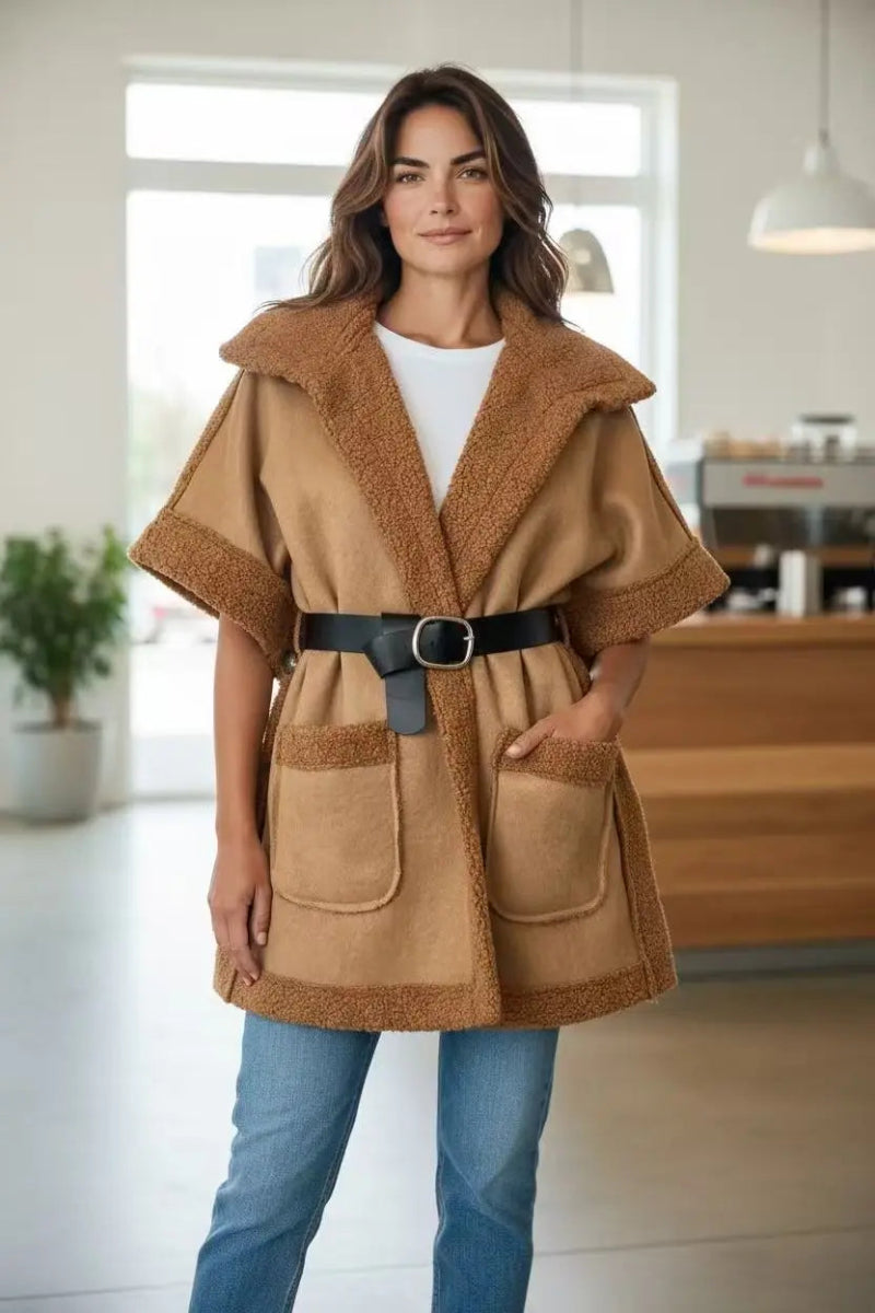 Veste en moumoute sans manches camel - RIVE GAUCHE