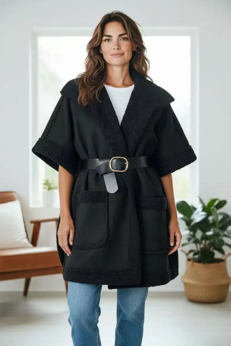 Veste en moumoute sans manches noire - RIVE GAUCHE