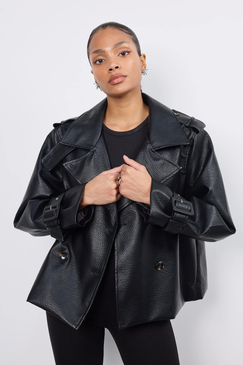 Veste en similicuir avec fermeture croisée - RIVE GAUCHE