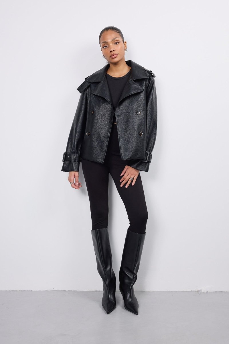 Veste en similicuir avec fermeture croisée - RIVE GAUCHE