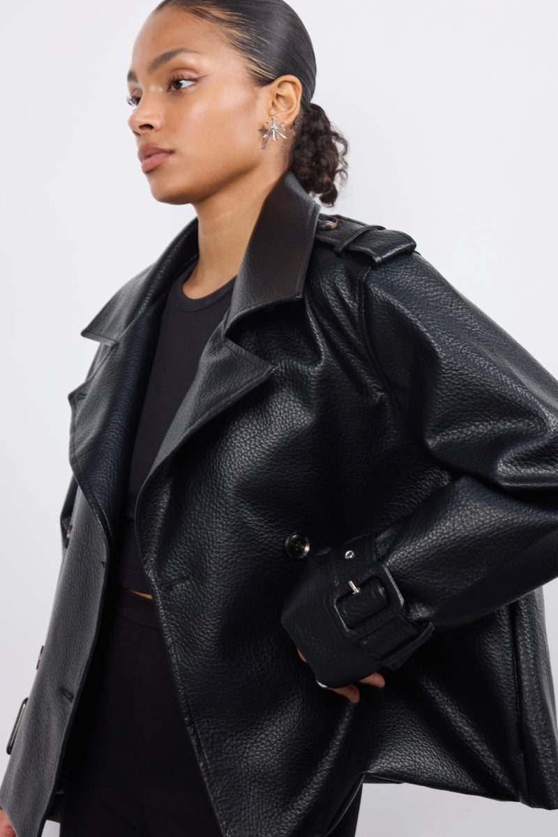 Veste en similicuir avec fermeture croisée - RIVE GAUCHE