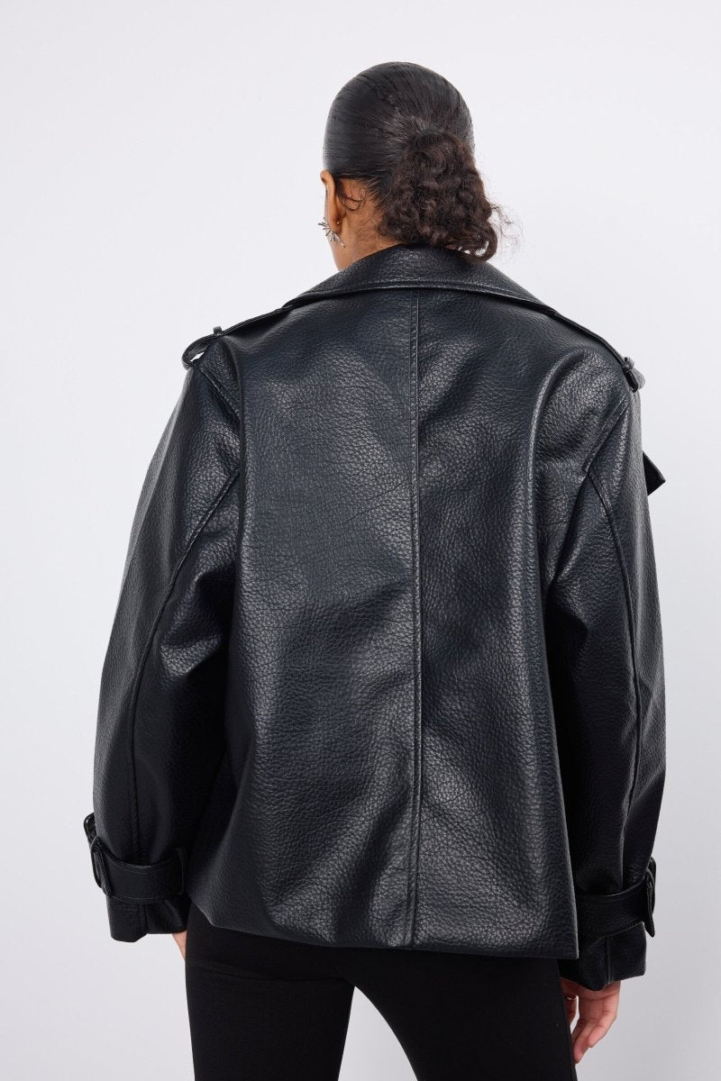 Veste en similicuir avec fermeture croisée - RIVE GAUCHE