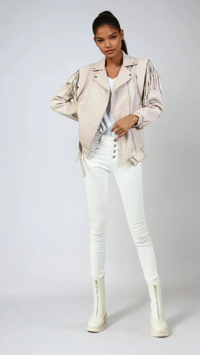 Veste en similicuir avec franges - RIVE GAUCHE