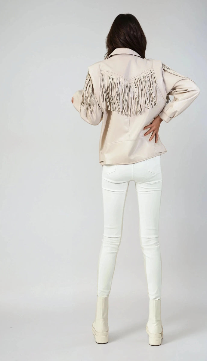 Veste en similicuir avec franges - RIVE GAUCHE