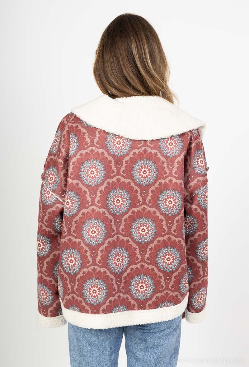 Veste en suédine imprimée à doublure moumoute - RIVE GAUCHE