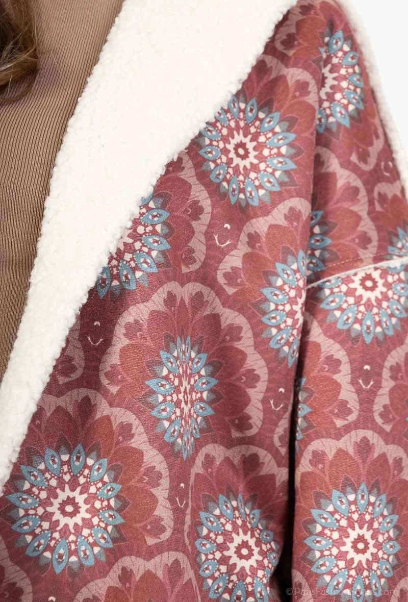 Veste en suédine imprimée à doublure moumoute - RIVE GAUCHE