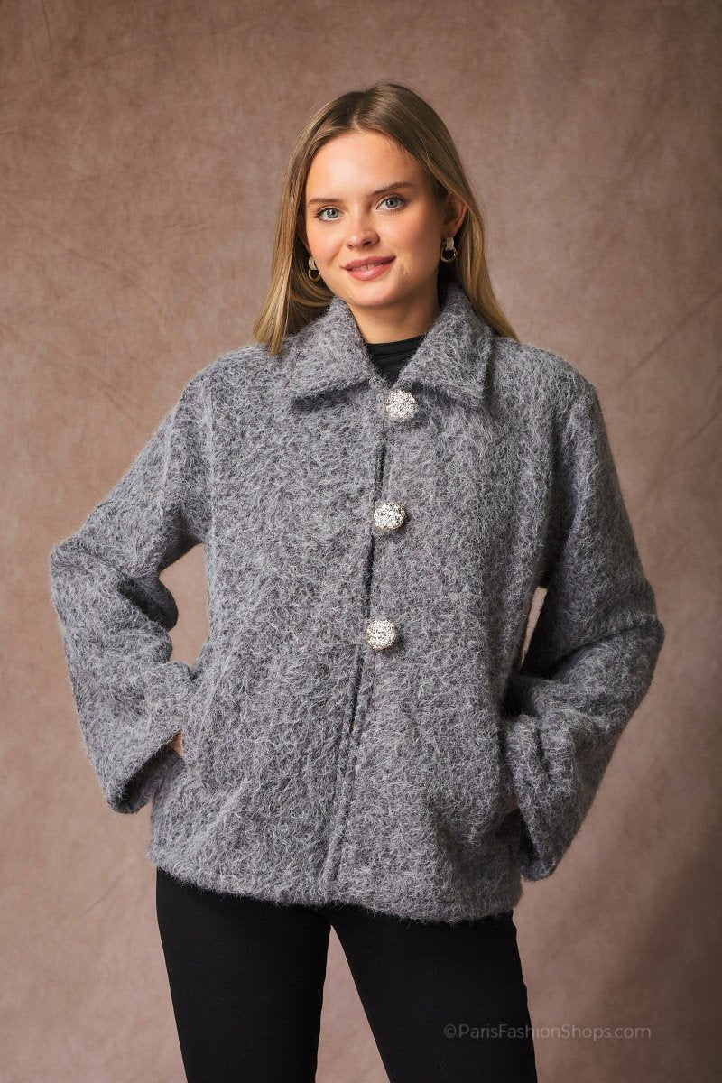 Veste grise avec gros boutons dorés - RIVE GAUCHE
