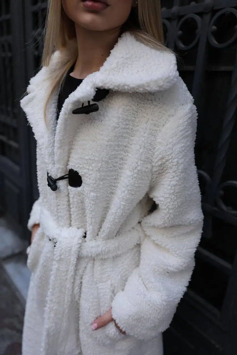 Veste longue en moumoute écrue - RIVE GAUCHE