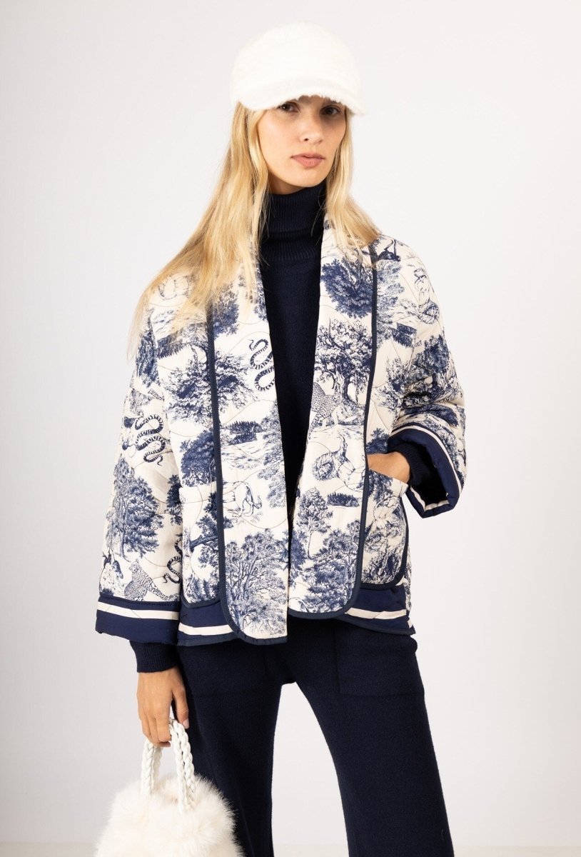 Veste matelassée à imprimé Jungle bleu marine Rive Gauche - RIVE GAUCHE